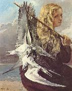 Gustave Courbet Madchen mit Mowen Spain oil painting artist